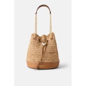 V-23. Claudie Pierlot Woven Basket Bucket Bag